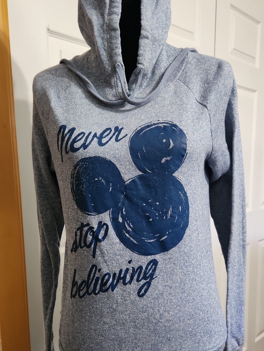 Disney Heather Blue Pullover Hoodie with Navy Mickey Graphic